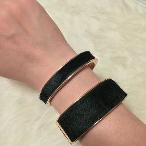 J. Crew Black Calfhair Bangle - wide